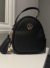 ARMİNE TREND ÇİFT FERMUARLI EL VE OMUZ ASKILI ÇANTA 110 SİYAH