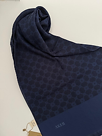 AKER ELEGANCE MONOGRAM ŞAL LACİVERT