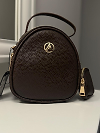 ARMİNE TREND ÇİFT FERMUARLI EL VE OMUZ ASKILI ÇANTA 110 KAHVERENGİ