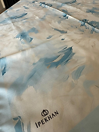 İPEKHAN SOFT ŞAL EBRU DESEN BUZ MAVİ