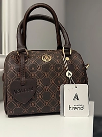 ARMİNE TREND EL VE OMUZ ASKILI ÇANTA 140 KAHVE BASKILI