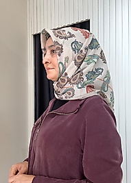 ZER EŞARP DUT İPEĞİ MARELLA DESEN VANİLYA