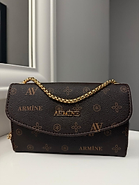 ARMİNE C14 BAYAN ÇANTA KAHVE BASKILI