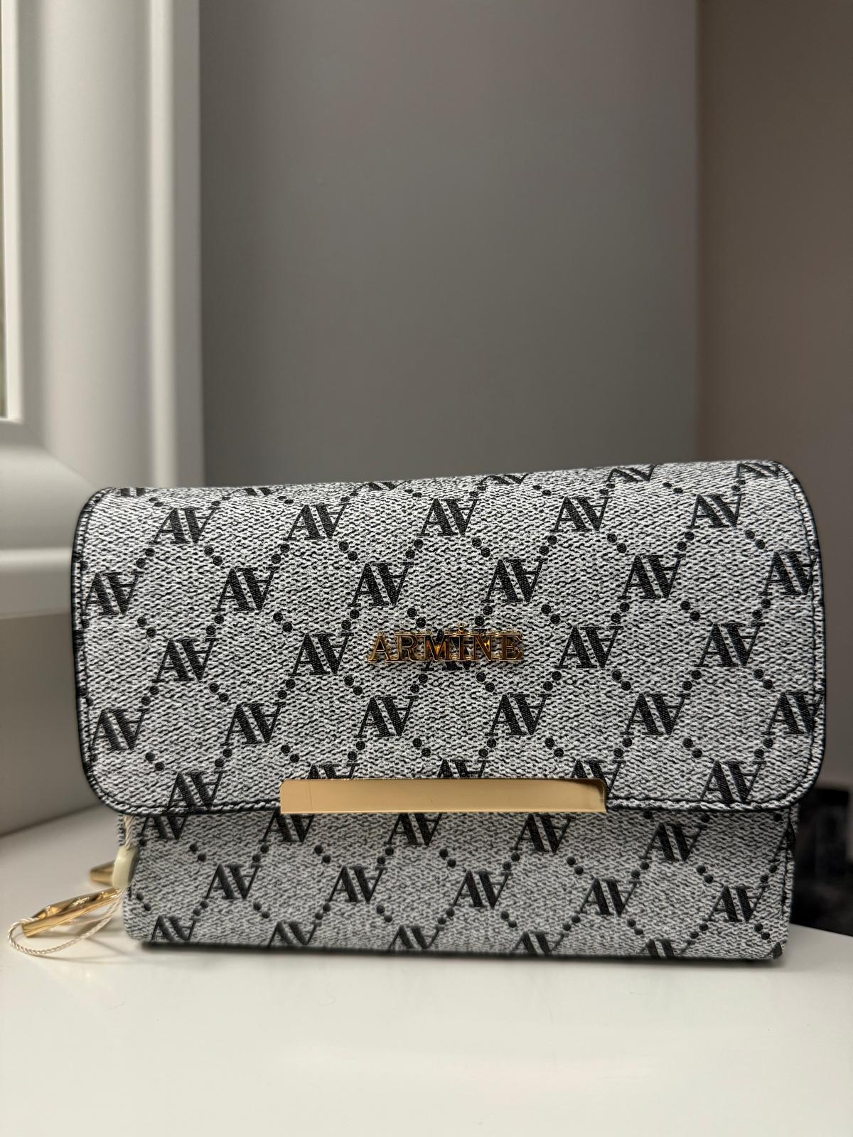 ARMİNE 381 BAYAN ÇANTA SİYAH  NOKTALI