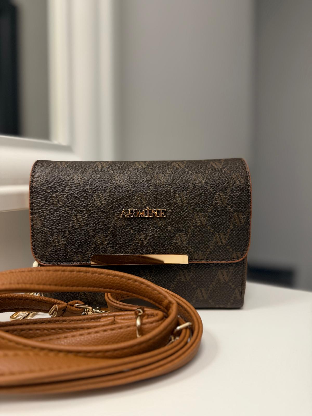 ARMİNE 381 BAYAN ÇANTA VİZON  NOKTALI