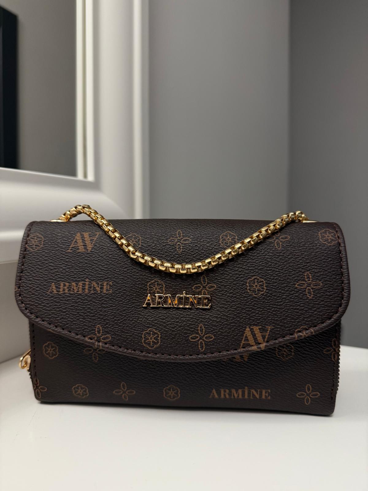 ARMİNE C14 BAYAN ÇANTA KAHVE BASKILI