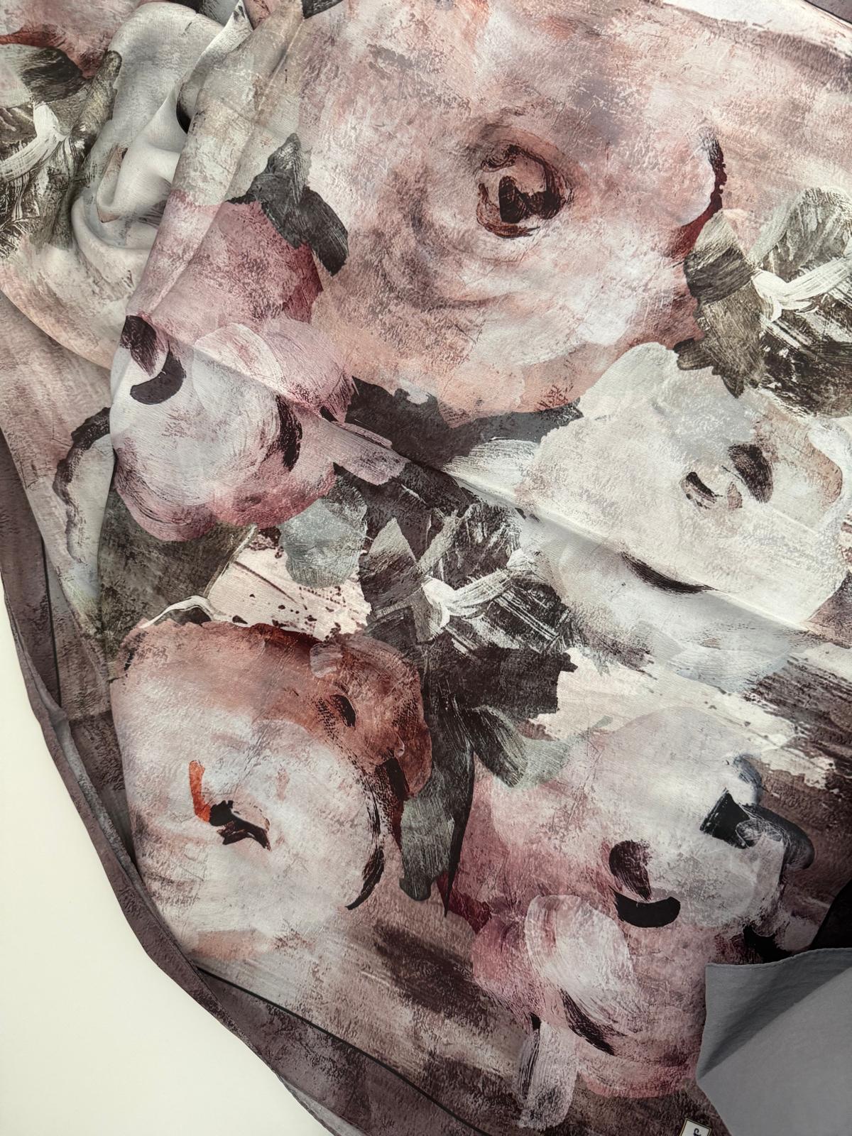 LEVİDOR HİNT İPEĞİ ÇİÇEK DESEN ŞAL 06