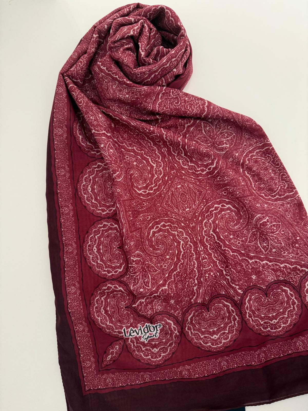 LEVİDOR SPORT ETNİK DESEN ŞAL BORDO