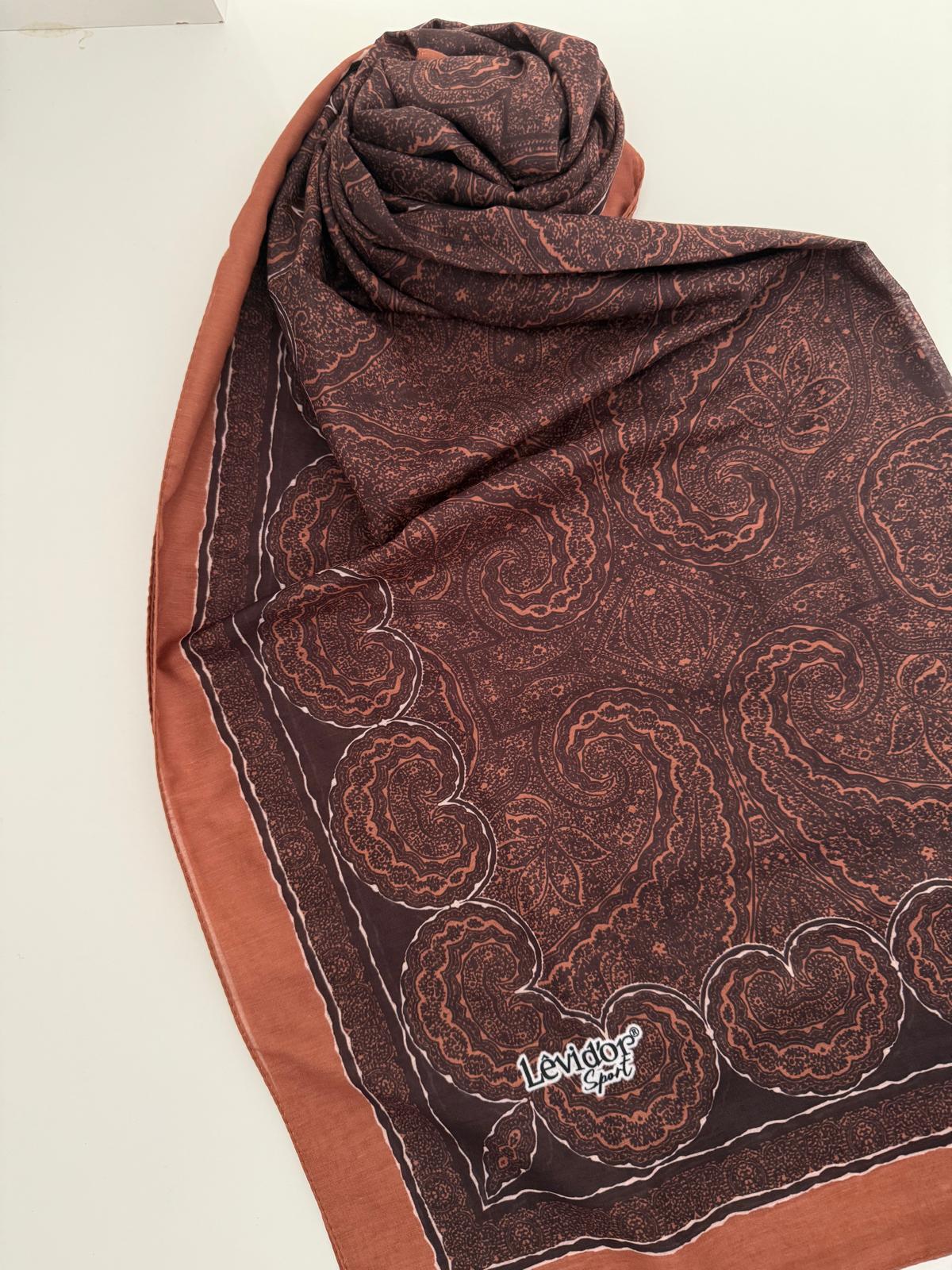 LEVİDOR SPORT ETNİK DESEN ŞAL KOYU KAHVE,TARÇIN