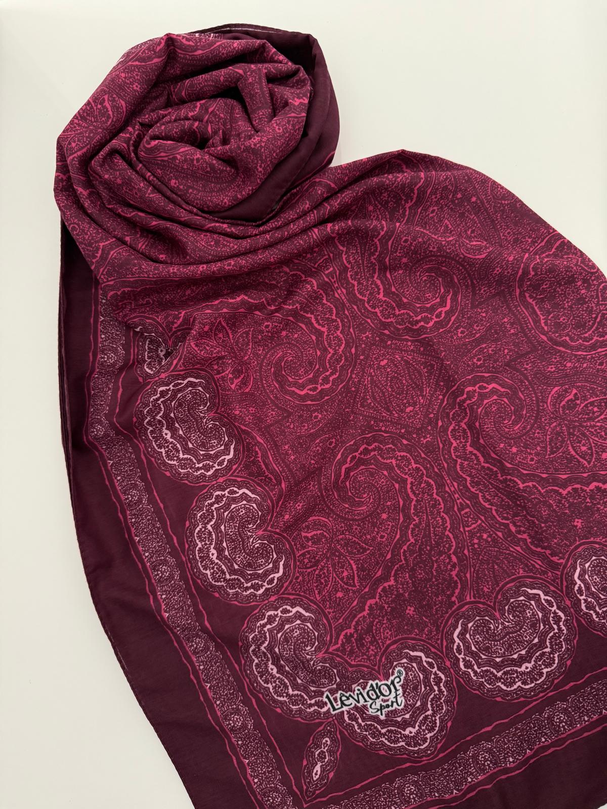 LEVİDOR SPORT ETNİK DESEN ŞAL VİŞNE