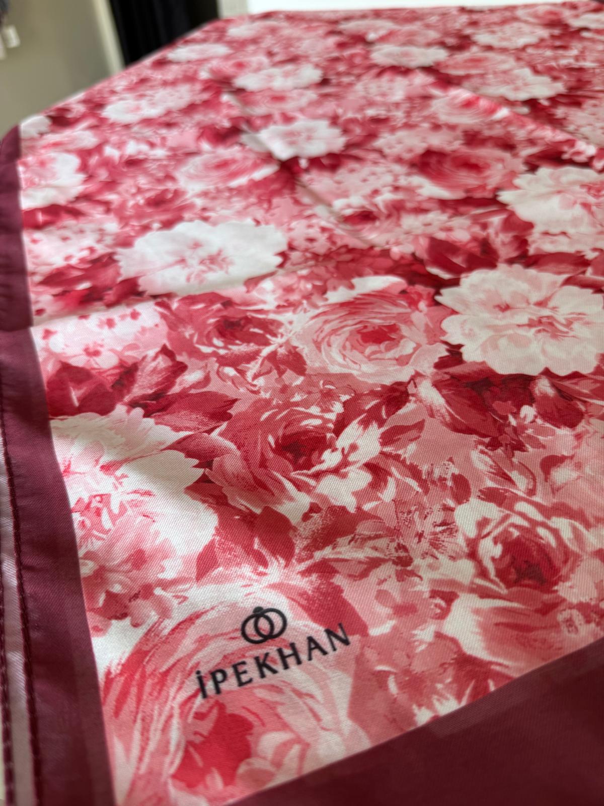 İPEKHAN SOFT ŞAL GÜL DESEN BORDO