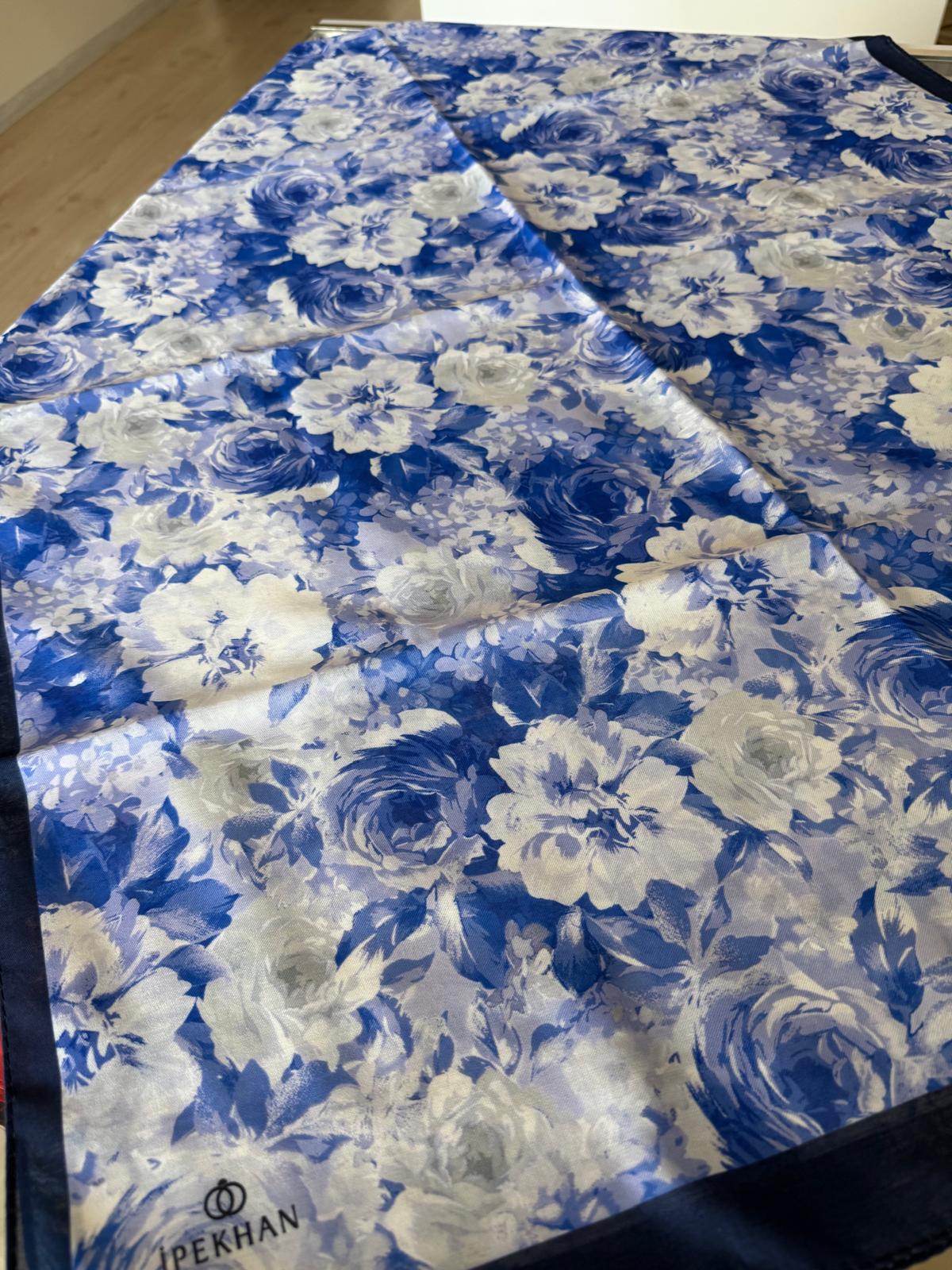 İPEKHAN SOFT ŞAL GÜL DESEN MAVİ,LACİVERT