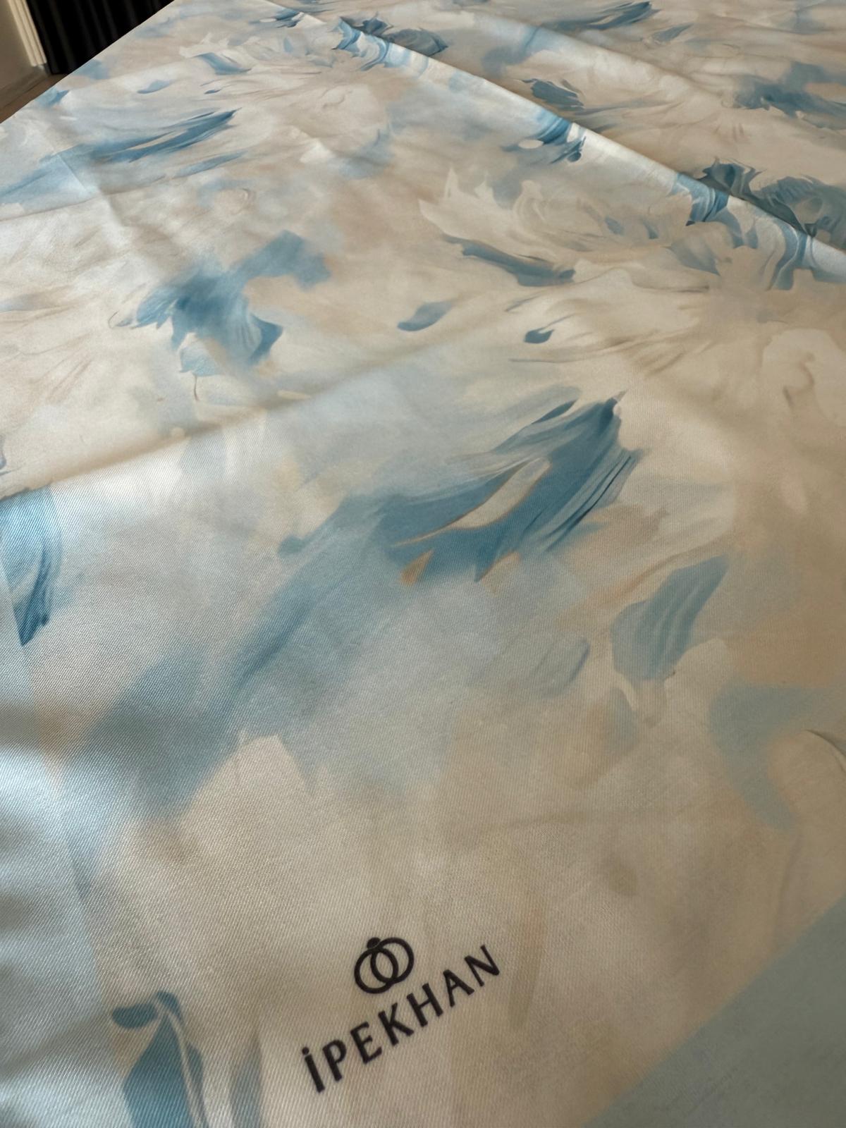 İPEKHAN SOFT ŞAL EBRU DESEN BUZ MAVİ