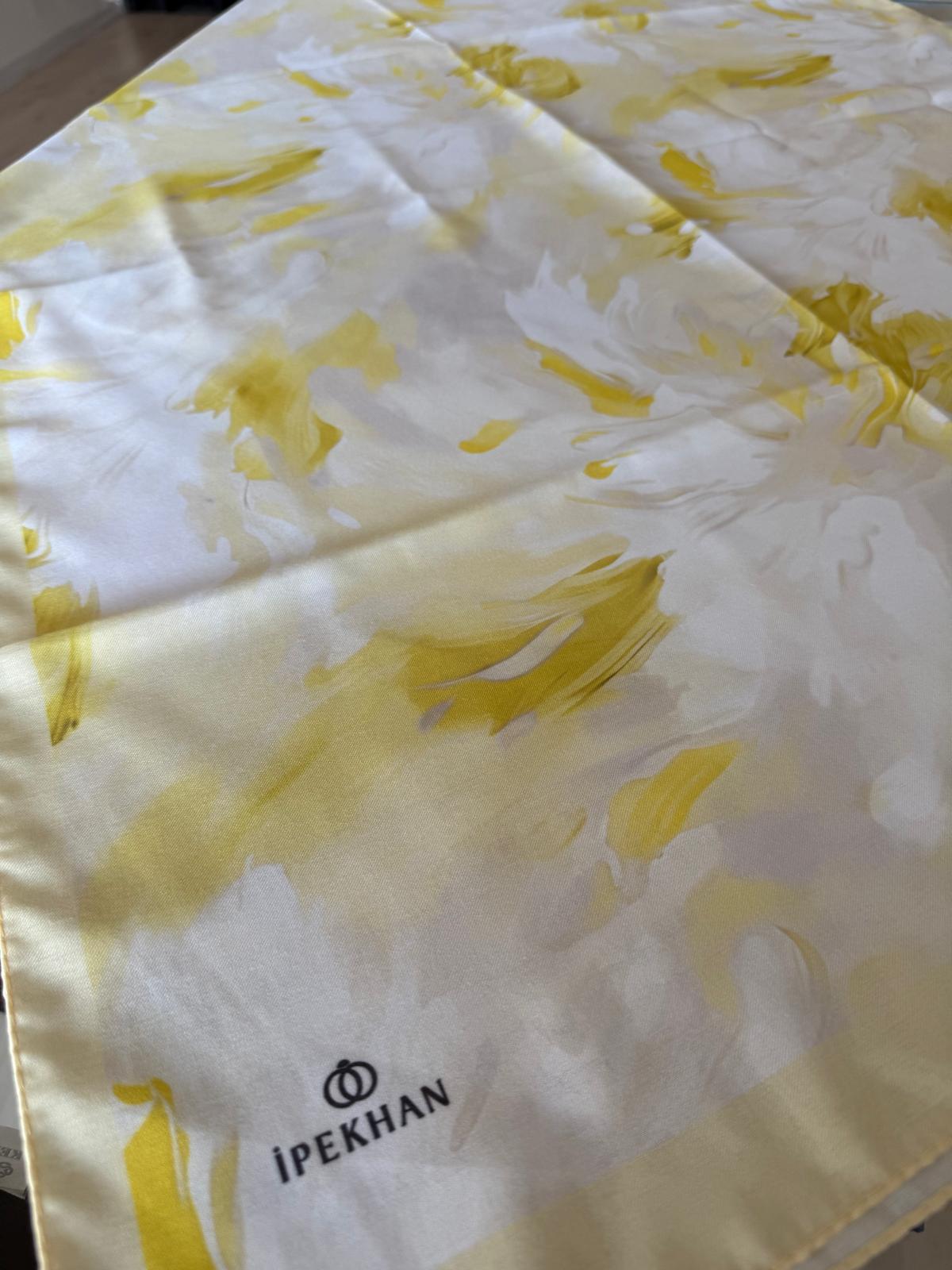 İPEKHAN SOFT ŞAL EBRU DESEN AÇIK SARI