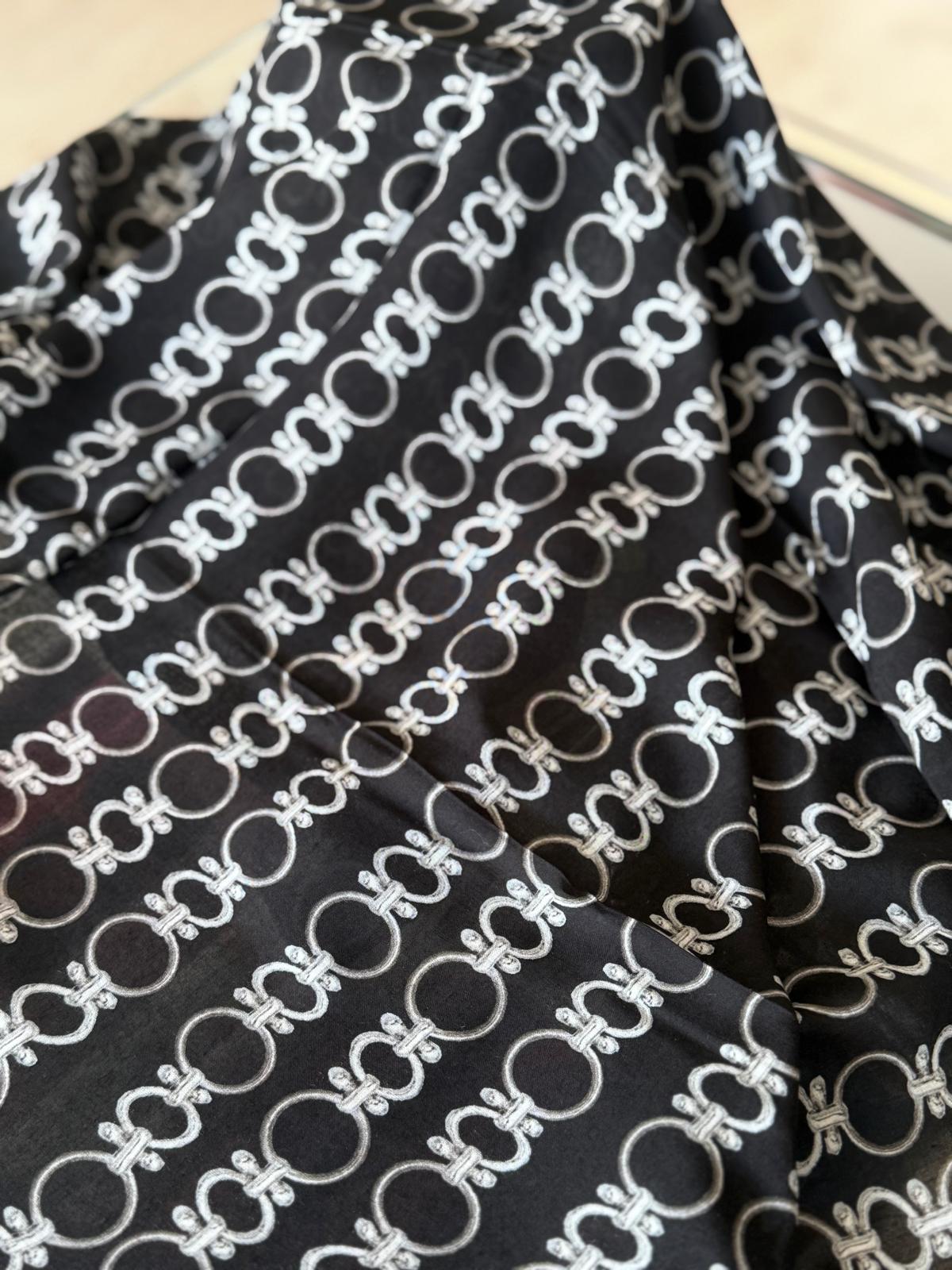 EMPROYAL ORGANİK PAMUK EŞARP ZİNCİR DESEN 07