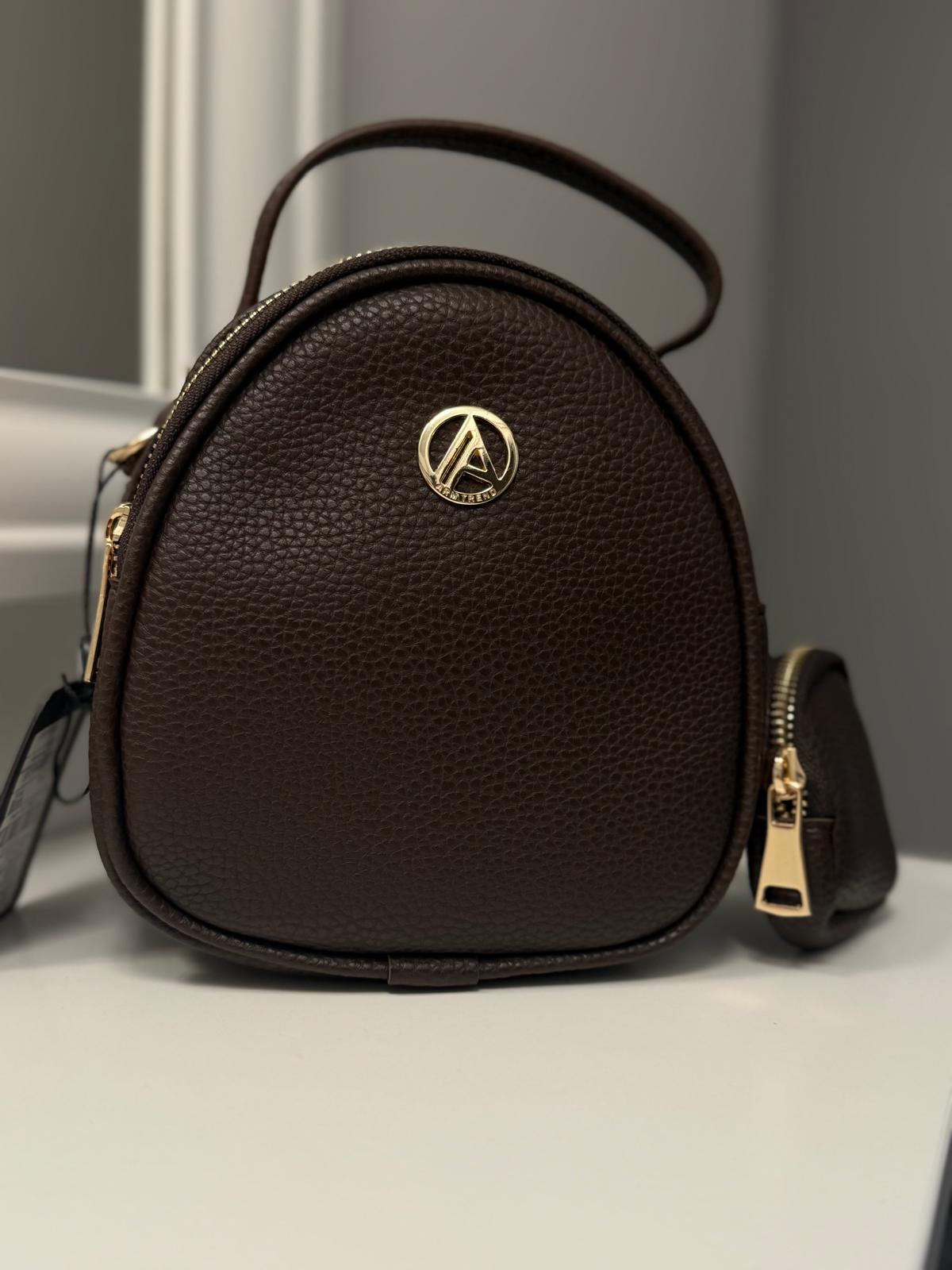 ARMİNE TREND ÇİFT FERMUARLI EL VE OMUZ ASKILI ÇANTA 110 KAHVERENGİ