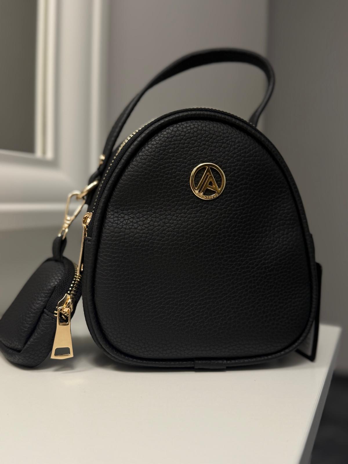 ARMİNE TREND ÇİFT FERMUARLI EL VE OMUZ ASKILI ÇANTA 110 SİYAH