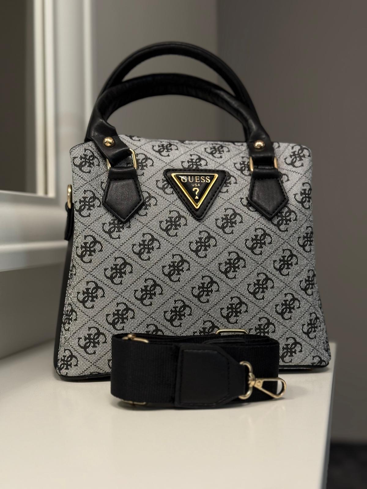 SATCHEL ÇANTA GRİ SİYAH BASKI