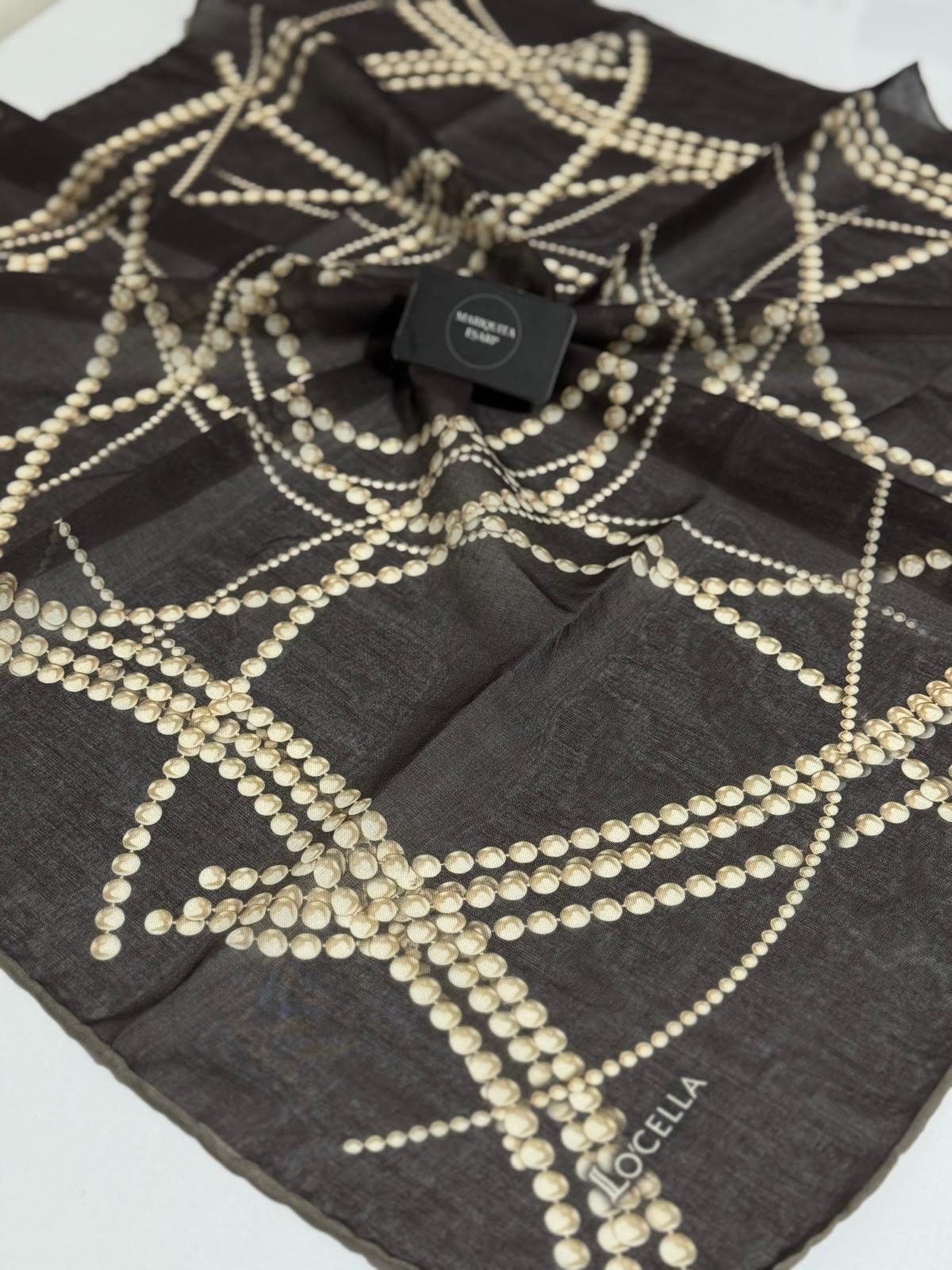 LOCELLA SOFT EŞARP İNCİ DESEN KAHVE 02