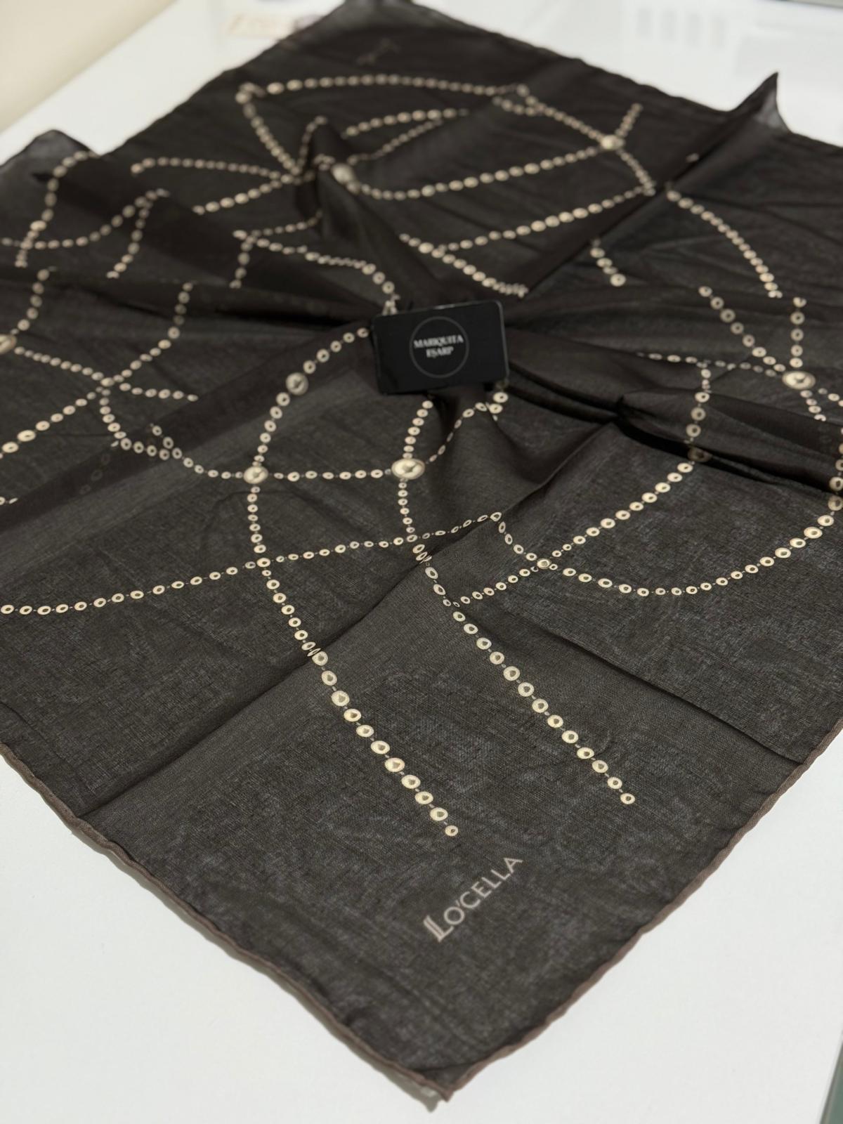 LOCELLA SOFT EŞARP İNCİ DESEN KAHVE 01