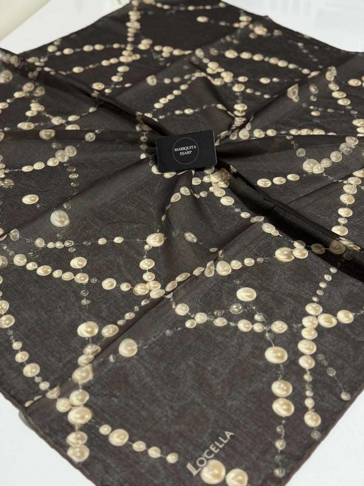 İNCİ DESEN SOFT EŞARP SİYAH 04