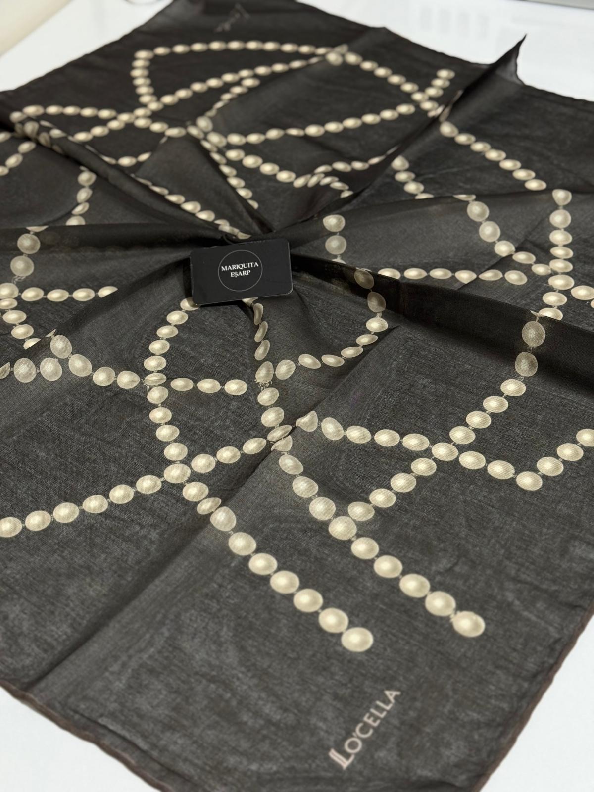 İNCİ DESEN SOFT EŞARP SİYAH 03