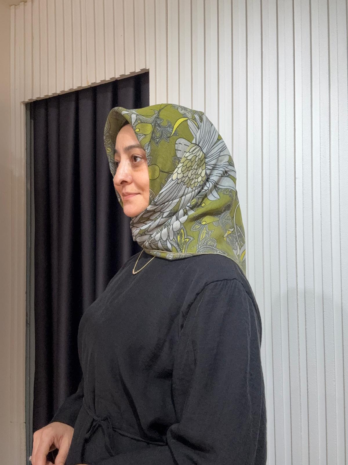 LUVEN SARA EŞARP LS03063 YEŞİL-GRİ 07